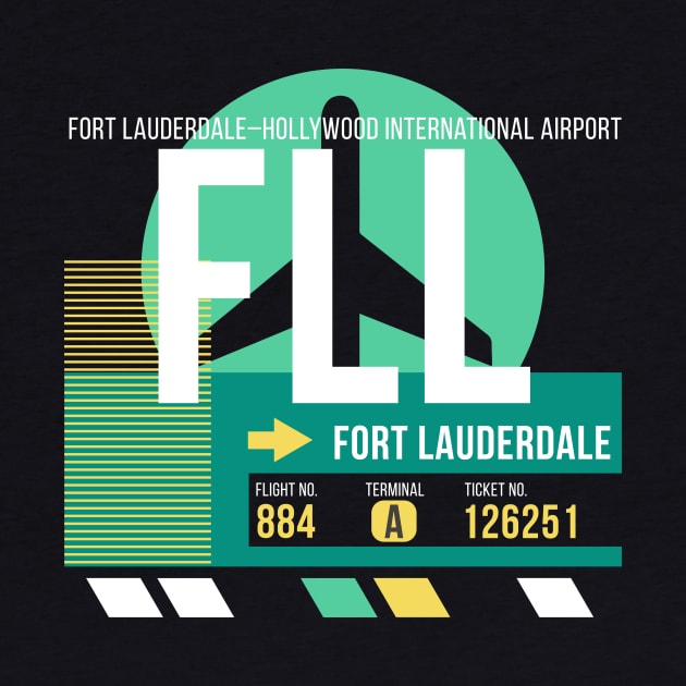 Fort Lauderdale (FLL) Airport // Retro Sunset Baggage Tag by Now Boarding